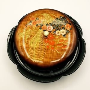 Otagiri Vintage MCM Lacquerware Covered Nut Candy Relish Dish Bento Box Decor.